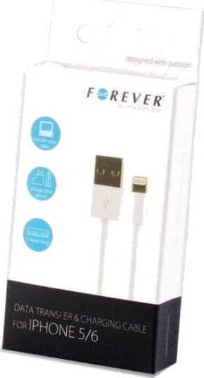 Usb-Kabel Forever Usb-A Til Lightning Hvit T_0012102 Usb-Kabel Forever Usb-A Til Lightning Hvit T_0012102