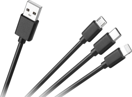 Cabletech Usb-A Usb-C + Microusb + Lightning-Kabel 1,2 M Svart Kpo3945