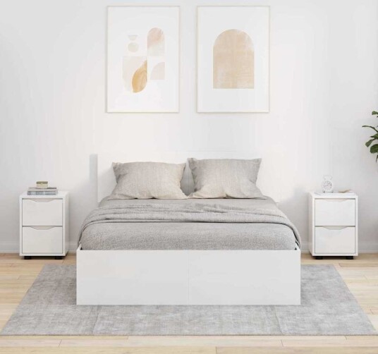 Nattbord 2 pcs Høyglanset hvit 30,5 x 30 x 43 cm Konstruert tre