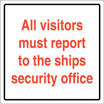 Jo Safety All visitors must report to Self Adhesive Vinyl 300 x mm IMO 140010VRR Jo Safety All visitors must report to Self Adhesive Vinyl 300 x mm IMO 140010VRR
