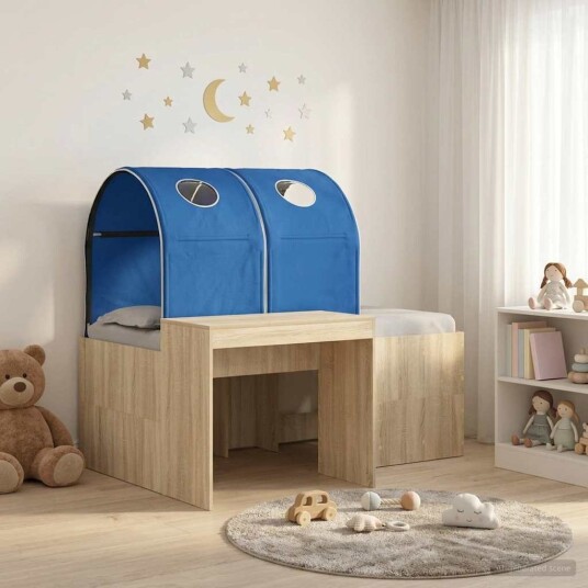 Seng med tunnel 4 pcs Artisian Eik og Blå Konstruert tre