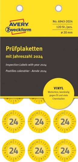 Avery 6943 2024 Ø20 Mm 120 Etiketter Gul 152X70x3,5 Mm 8 Stk 8 Stk Per Blister Avery 6943 2024 Ø20 Mm 120 Etiketter Gul 152X70x3,5 Mm 8 Stk 8 Stk Per Blister