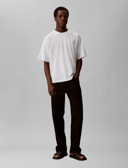 Calvin Klein Ss Easy Bar Jacquard Crewnk Tee White XXL