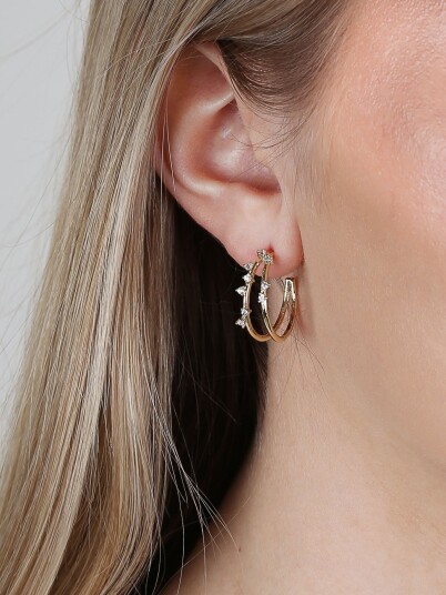 Snö Of Sweden Lorrie crystal double oval ear Gull ONE SIZE Snö Of Sweden Lorrie crystal double oval ear Gull ONE SIZE