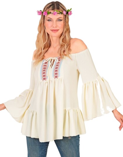 Widmann Vintage Hippie Kostymeskjorte til Dame 23712