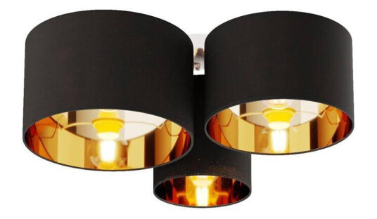 Lindby Laurenz taklampe, 3 lyskilder, svart-gull
