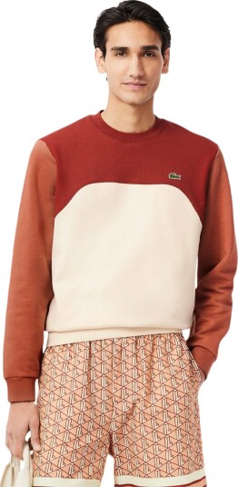 Lacoste Colour Block Sweatshirt Herre Beige/Rød 2XL
