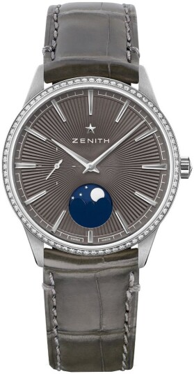 Zenith Dameklokke 16.3200.692 03.C833 Elite Moonphase Grå/Gummi Ø36