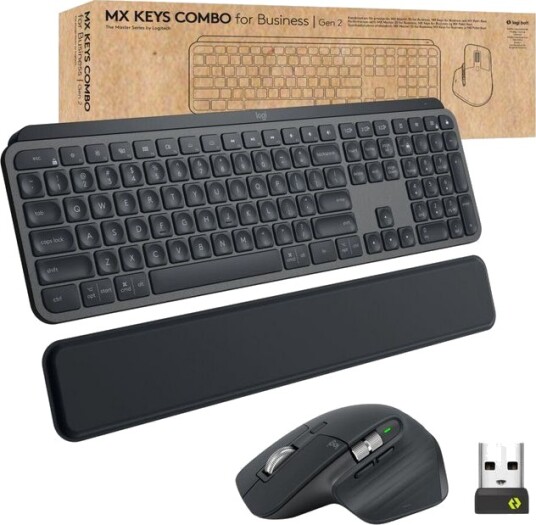 Logitech MX Keys Combo Trådløst Tastatur og Mussett med Bakbelysning - Grafitt