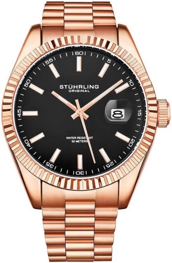 Stührling Original Herreklokke 3935.4 Lineage Sort/Rose gulltonet
