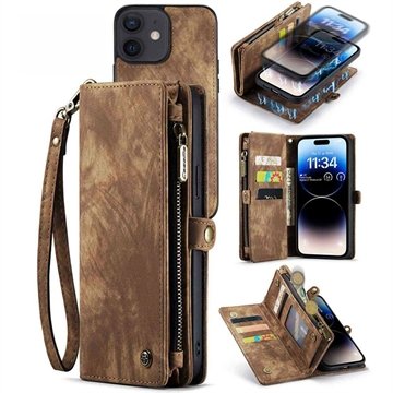 Caseme 2-i-1 Multifunksjonell iPhone 12/12 Pro Lommebok-deksel Brun