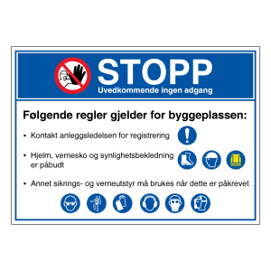 Jo Safety HMS Byggeplasskilt Regler på byggeplassen 500 x 700 mm 6301018