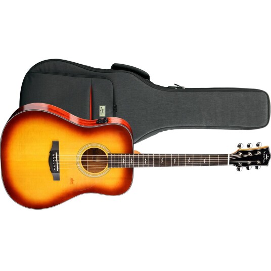 Kepma Guitars Solid Top F1e Cherry Burst Dreadnought Ak.Gitar M/pickup