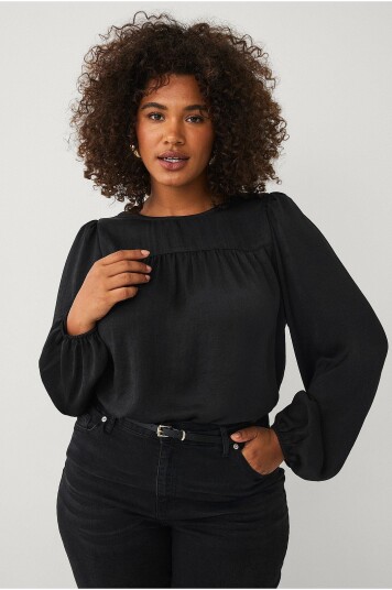 Ellos Plus collection Bluse med ballongermer Svart