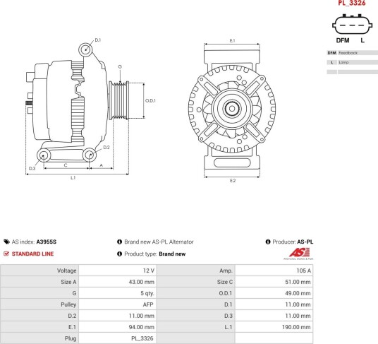 AS-PL A3955S Dynamo AS-PL A3955S Dynamo