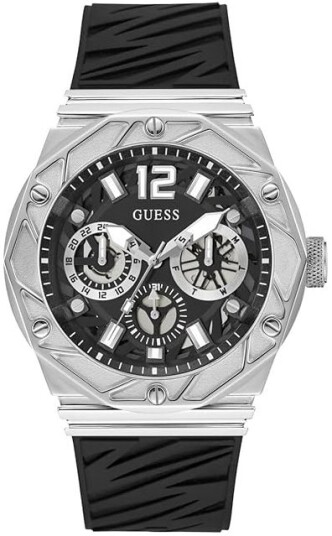 Guess Herreklokke GW0634G1 Multifunction Sort/Gummi Ø47.2 mm Guess Herreklokke GW0634G1 Multifunction Sort/Gummi Ø47.2 mm