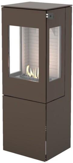 Nexo 120 mocca frittstående biopeis med sideglass og ståldør