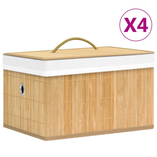 vidaXL Oppbevaringsbokser bambus 4 stk vidaXL Oppbevaringsbokser bambus 4 stk
