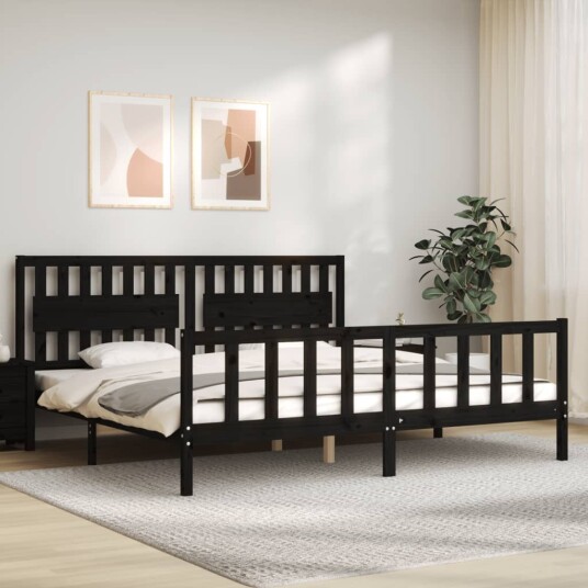 vidaXL Sengeramme med hodegavl svart 200x200 cm heltre vidaXL Sengeramme med hodegavl svart 200x200 cm heltre
