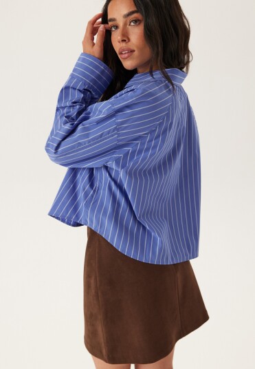 Calvin Klein Jeans Yd Stripe Boxy Cropped Shirt Blue S
