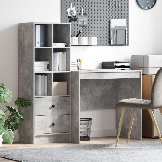 Skrivebord med lagring 2 pcs Betonggrå 90 x 50 x 76 cm