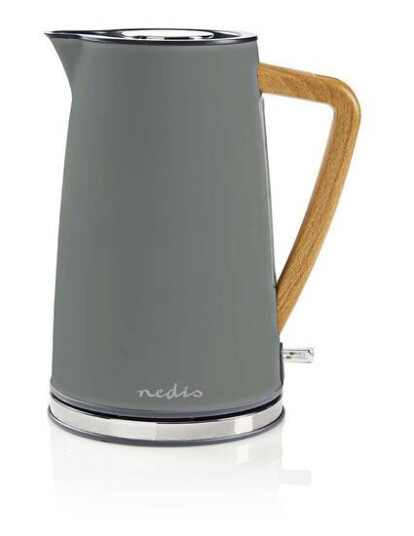 Nedis KAWK510EGY Vannkoker 2200 W - Graffitgrå, 1,7 L, Rustfritt Stål