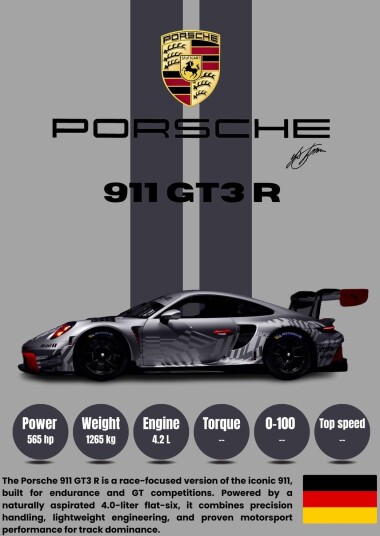 Plakat Porsche 911 GT3 R Plakat Porsche 911 GT3 R