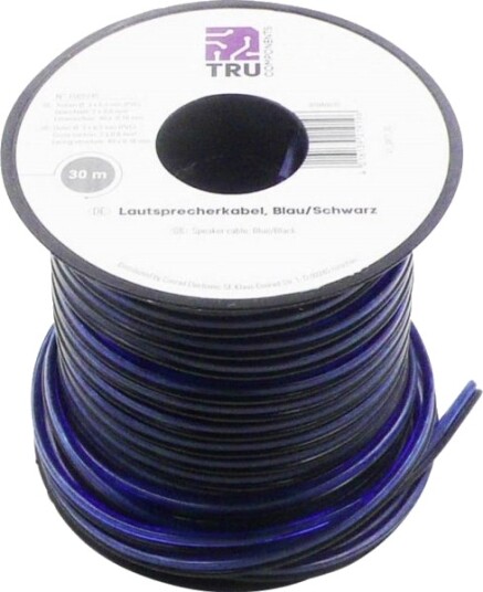 Tru Components 1565745 Høyttalerkabel 2 X 0,8 Mm² Blå/Sort 30 M