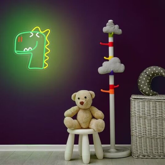 Forever Light Neonskilt LED Jurassic Edition - Flerfarget Lys med Dinosaur