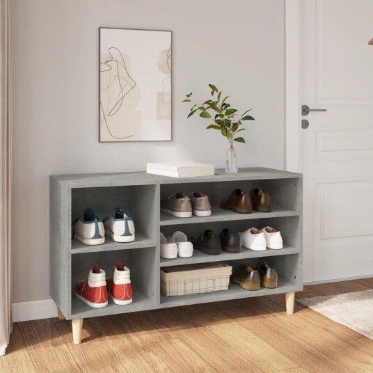 vidaXL Skoskap betonggr? 102x36x60 cm konstruert tre