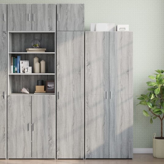 Smalt oppbevaringsskap grå sonoma 40x42,5x225 cm konstruert tre