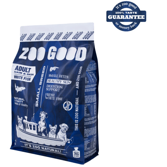 Zoo Good Hundefôr med hvit fisk for små raser - 7 kg