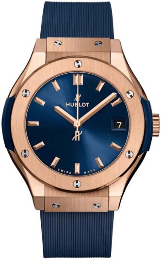 Hublot Dameklokke 581.OX.7180.RX Classic Fusion Blå/Gummi Ø33 mm Hublot Dameklokke 581.OX.7180.RX Classic Fusion Blå/Gummi Ø33 mm