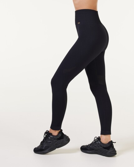 Bumpro Wave Seamless Mesh Tights Black - XS