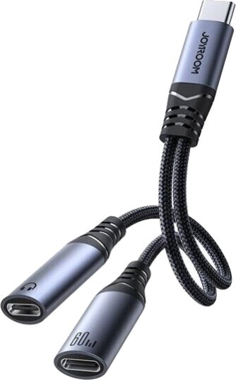 Joyroom SY-C03 2i1 USB-C Lydadapter med Dobbel USB-C - Svart