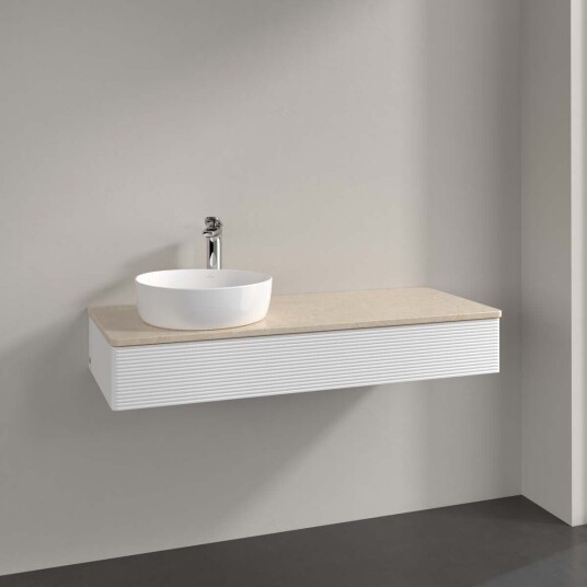Villeroy & Boch Antao Servantskap med 1 skuff 120x50x19 cm u/lys Hvit Matt/Crème Villeroy & Boch Antao Servantskap med 1 skuff 120x50x19 cm u/lys Hvit Matt/Crème