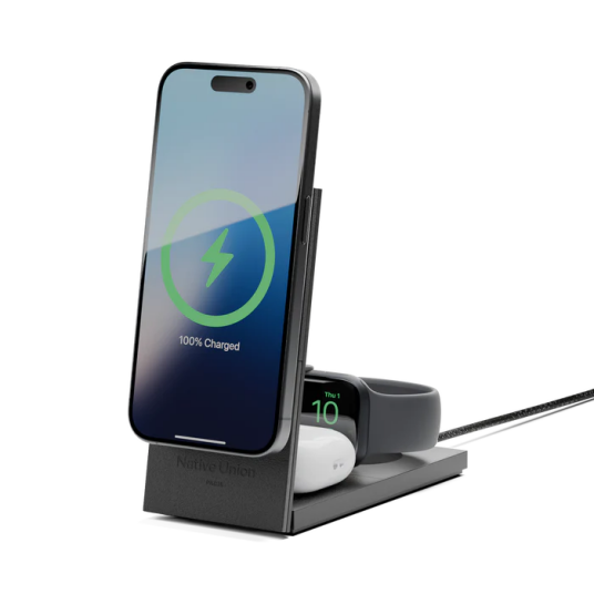 Native Union Rise 3-In-1 Qi2, Innendørs, Usb, Trådløs Lading, 2 M, Sort