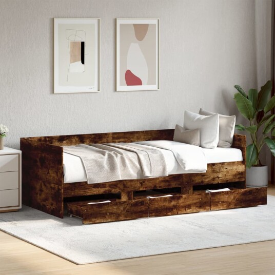  Dagseng med skuffer hvit 100x200 cm konstruert tre 8721102624681