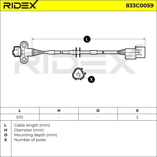Impulsgiver, veivaksel RIDEX 833C0059