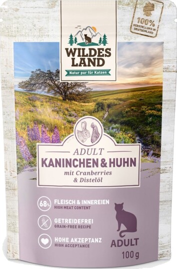 Wildes Land Cat Våtfôr Kylling & Kanin med Tistelolje 12x100g