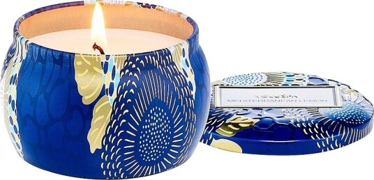 Voluspa Mediterranean Lemon Mini Tin Candle 25H Blå