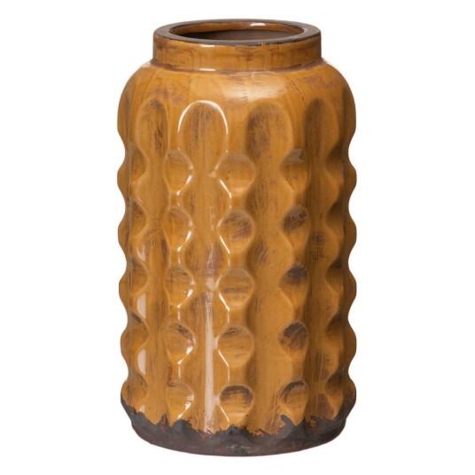 Bigbuy Home Vase 17 X 17 X 29 Cm Keramikk Sennep