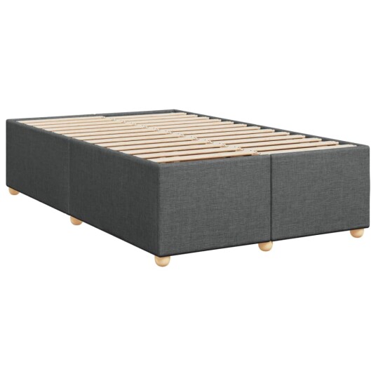 Seng med madrass boksfjær mørkegrå 120x200 cm stoff 8721102702495