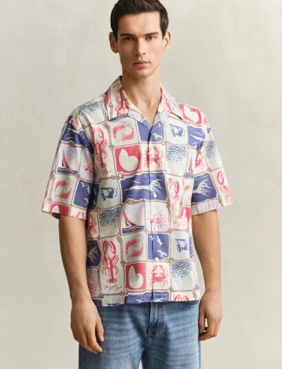 GANT Rel Nautical Print Ss Shirt Multi/patterned M