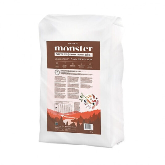 Monster Pet Food Glutenfritt Valpefôr L/XL Kylling & Kalkun 17 kg Monster Pet Food Glutenfritt Valpefôr L/XL Kylling & Kalkun 17 kg