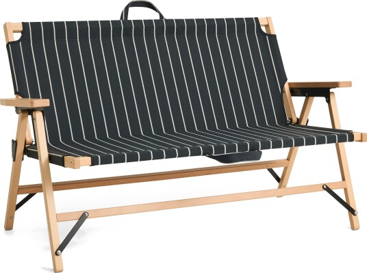 Outdoor Market Folding Sofa Black With Beige Stripe