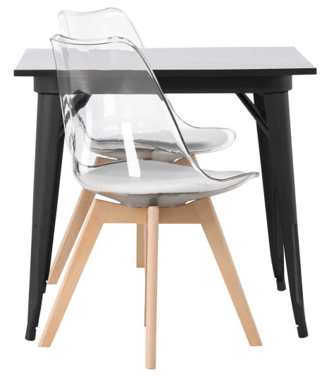 Venture Design Tempe & Edvin spisegruppe Transparent/svart 2 stoler & bord 80 x 80 cm
