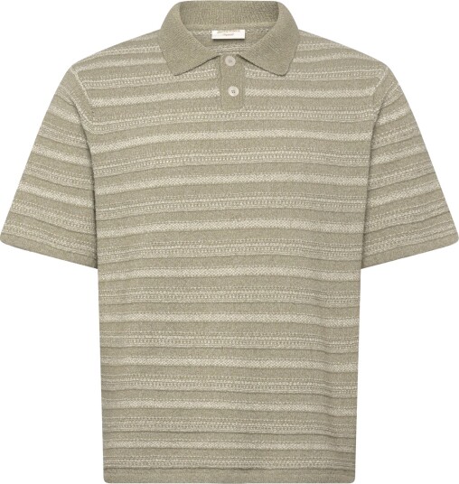 Jack & Jones Jorhyeres Knit Stripe Polo   Khaki green   S