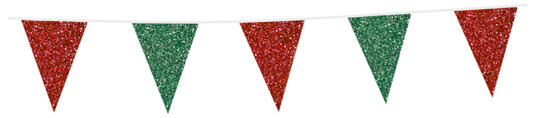 Globos Europe Vimpelgirlander Rød/Grønn Glitter