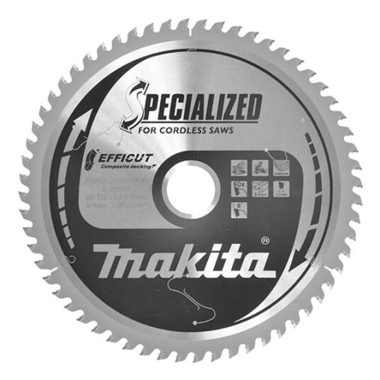 Makita E-12267 216mm 60T Sagblad for Plast og Tre - Elektroverktøy Tilbehør